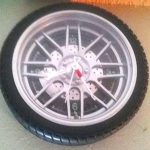 10" racing wheel wall clock